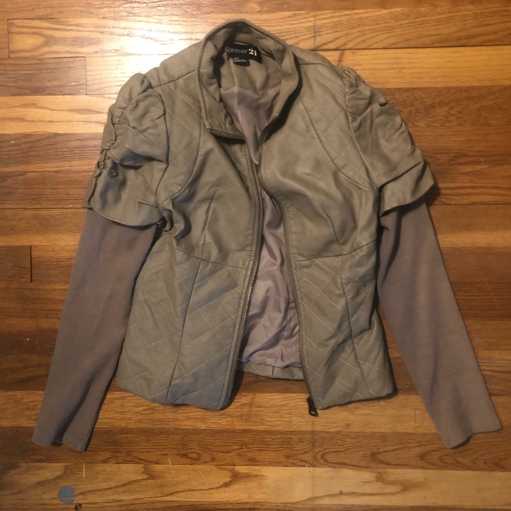 Forever 21 tan faux leather jacket